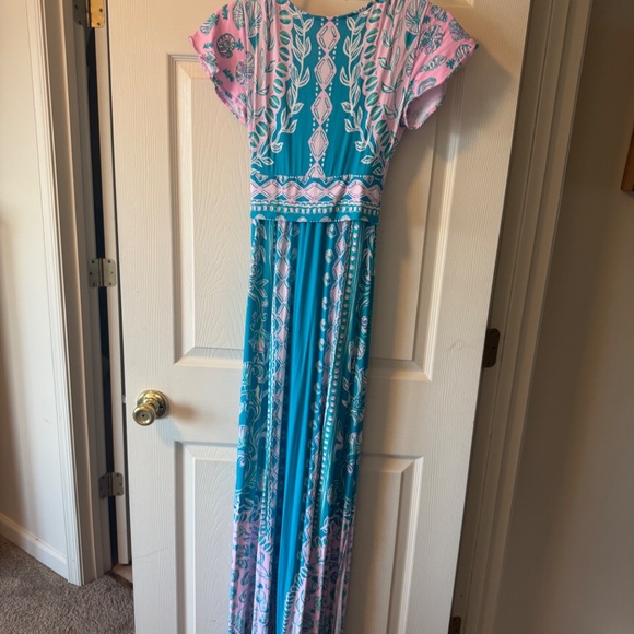 Lilly Pulitzer NWOT Esmarella Maxi Turquoise XXS - Picture 2 of 5